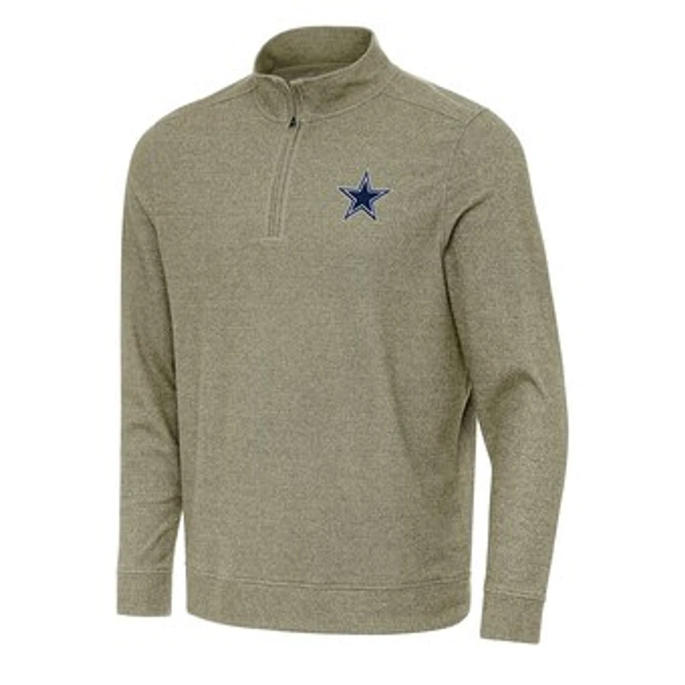Men's Antigua Olive Dallas Cowboys Subtle Quarter-Zip Top