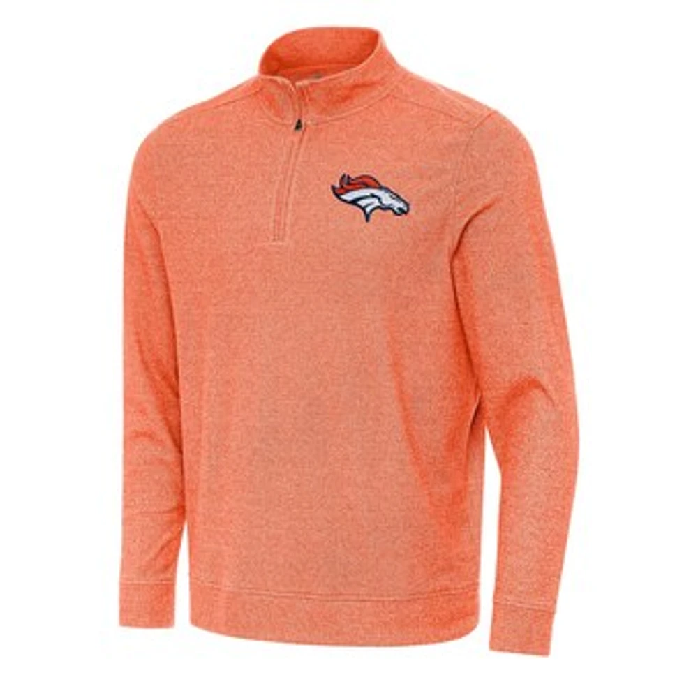 Men's Antigua Heather Denver Broncos Subtle Quarter-Zip Top