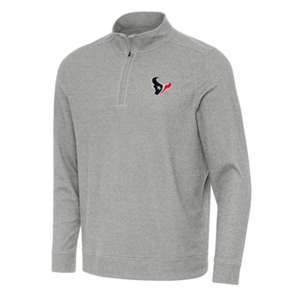 Men's Antigua Heather Houston Texans Subtle Quarter-Zip Top
