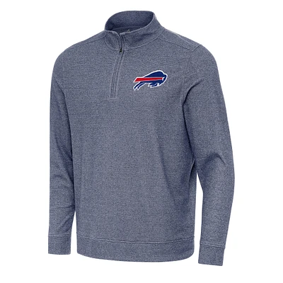 Men's Antigua Heather Navy Buffalo Bills Subtle Quarter-Zip Top