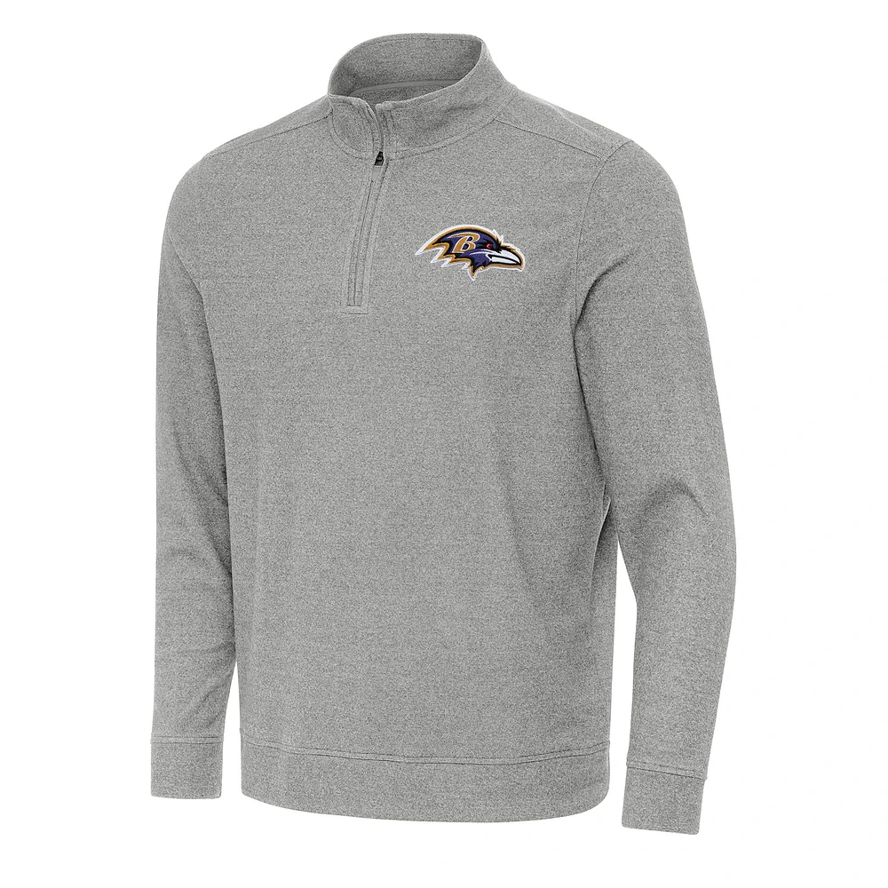 Men's Antigua Heather Baltimore Ravens Subtle Quarter-Zip Top