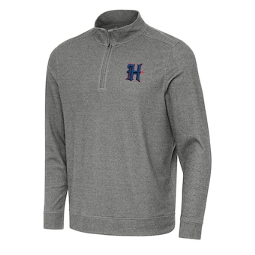 Men's Antigua Heather Houston Texans Subtle Quarter-Zip Top