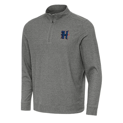 Men's Antigua Heather Houston Texans Subtle Quarter-Zip Top