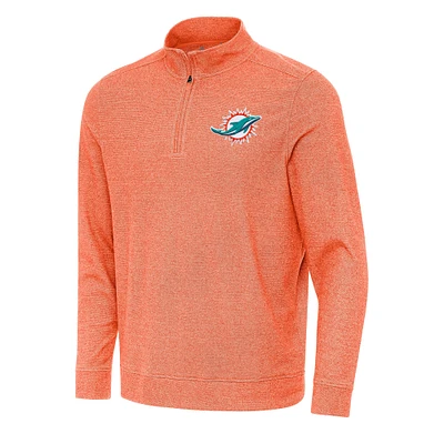 Men's Antigua Heather Orange Miami Dolphins Subtle Quarter-Zip Top