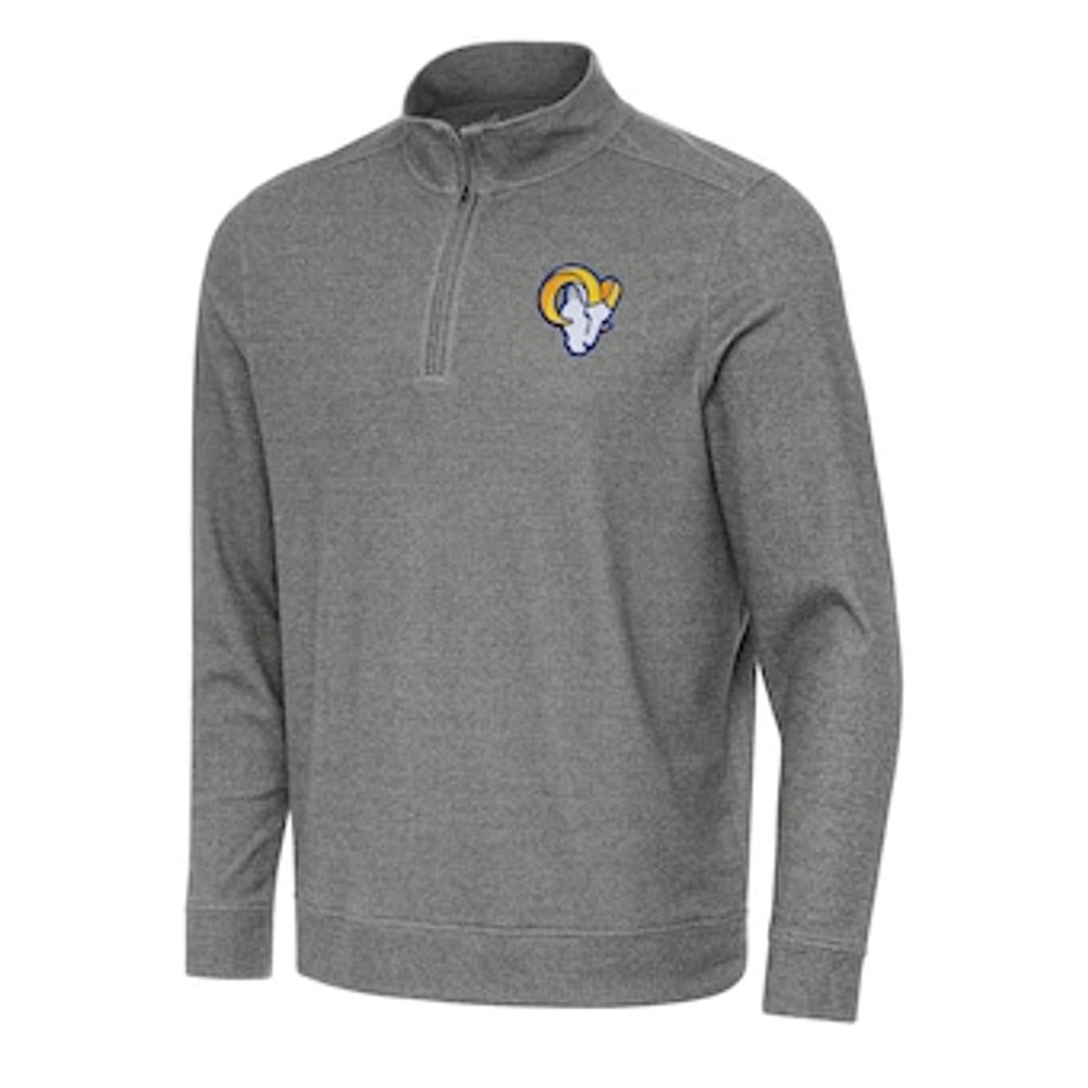 Men's Antigua Heather Los Angeles Rams Subtle Quarter-Zip Top