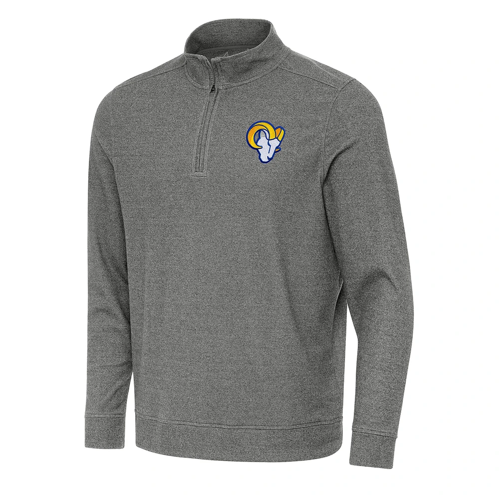 Men's Antigua Heather Los Angeles Rams Subtle Quarter-Zip Top