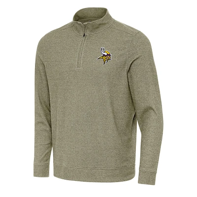 Men's Antigua Olive Minnesota Vikings Subtle Quarter-Zip Top