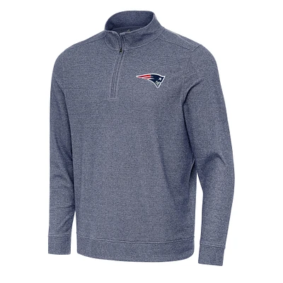 Men's Antigua Heather Navy New England Patriots Subtle Quarter-Zip Top