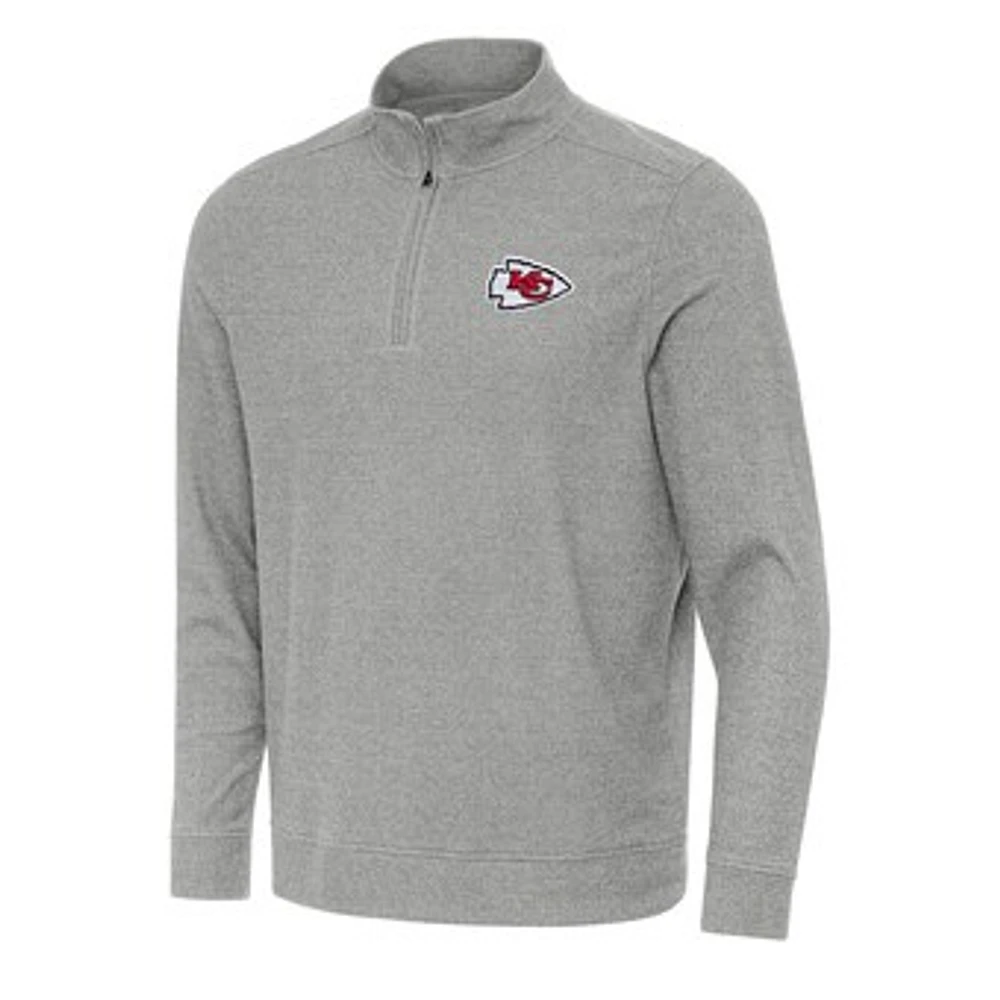 Men's Antigua Heather Kansas City Chiefs Subtle Quarter-Zip Top