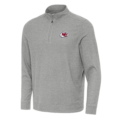 Men's Antigua Heather Kansas City Chiefs Subtle Quarter-Zip Top
