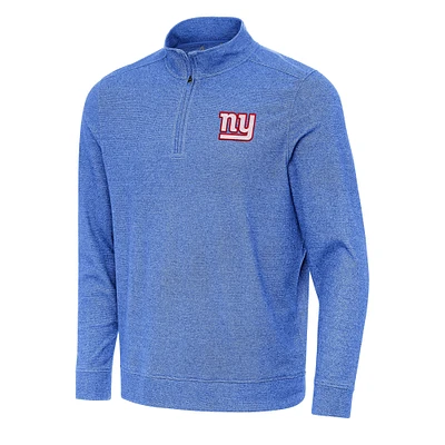 Men's Antigua Heather Royal New York Giants Subtle Quarter-Zip Top