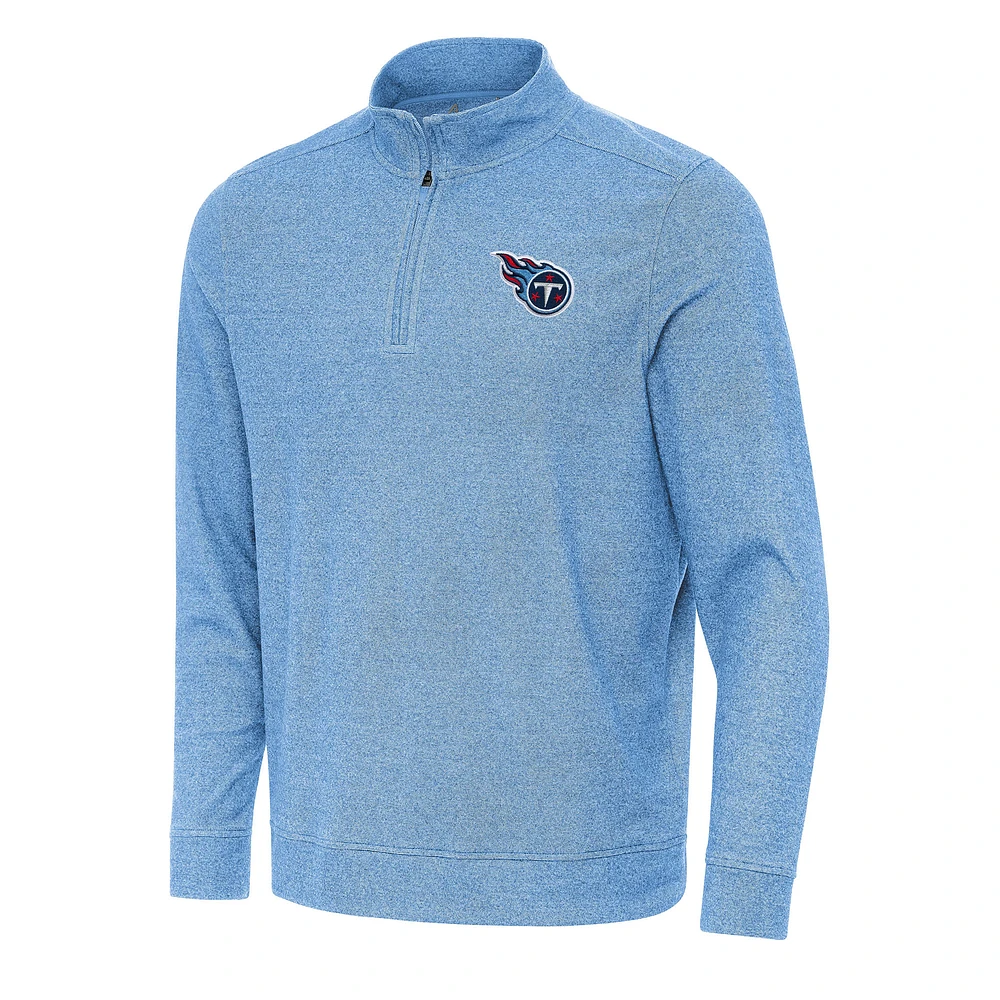 Men's Antigua Heather Powder Blue Tennessee Titans Subtle Quarter-Zip Top