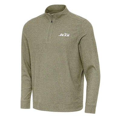 Men's Antigua Olive New York Jets Subtle Quarter-Zip Top