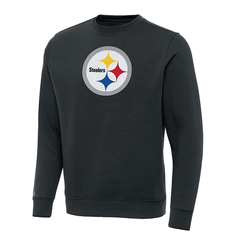Men's Antigua Charcoal Pittsburgh Steelers Victory Pullover Sweatshirt