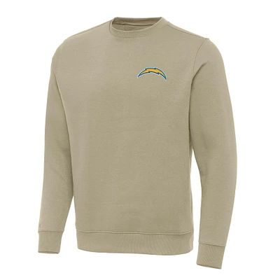 Men's Antigua Khaki Los Angeles Chargers Victory Pullover Sweatshirt