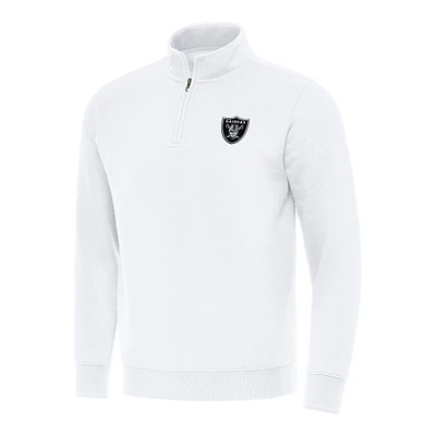 Men's Antigua White Las Vegas Raiders Victory Quarter-Zip Pullover Top