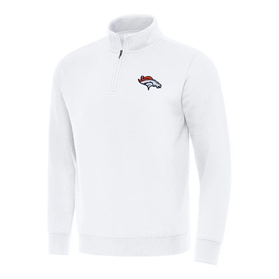 Men's Antigua White Denver Broncos Victory Quarter-Zip Pullover Top