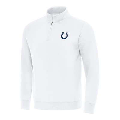 Men's Antigua White Indianapolis Colts Victory Quarter-Zip Pullover Top