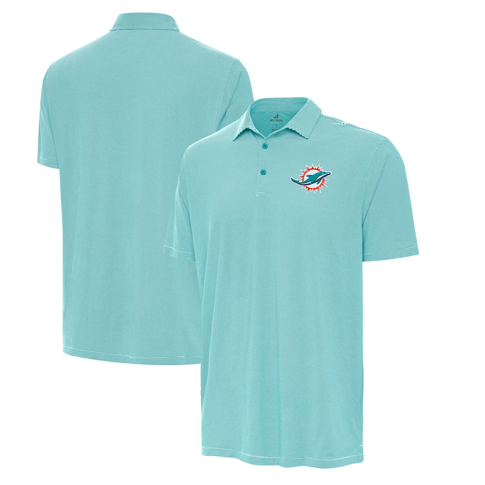 Men's Antigua Aqua/White Miami Dolphins Twine Performance Polo
