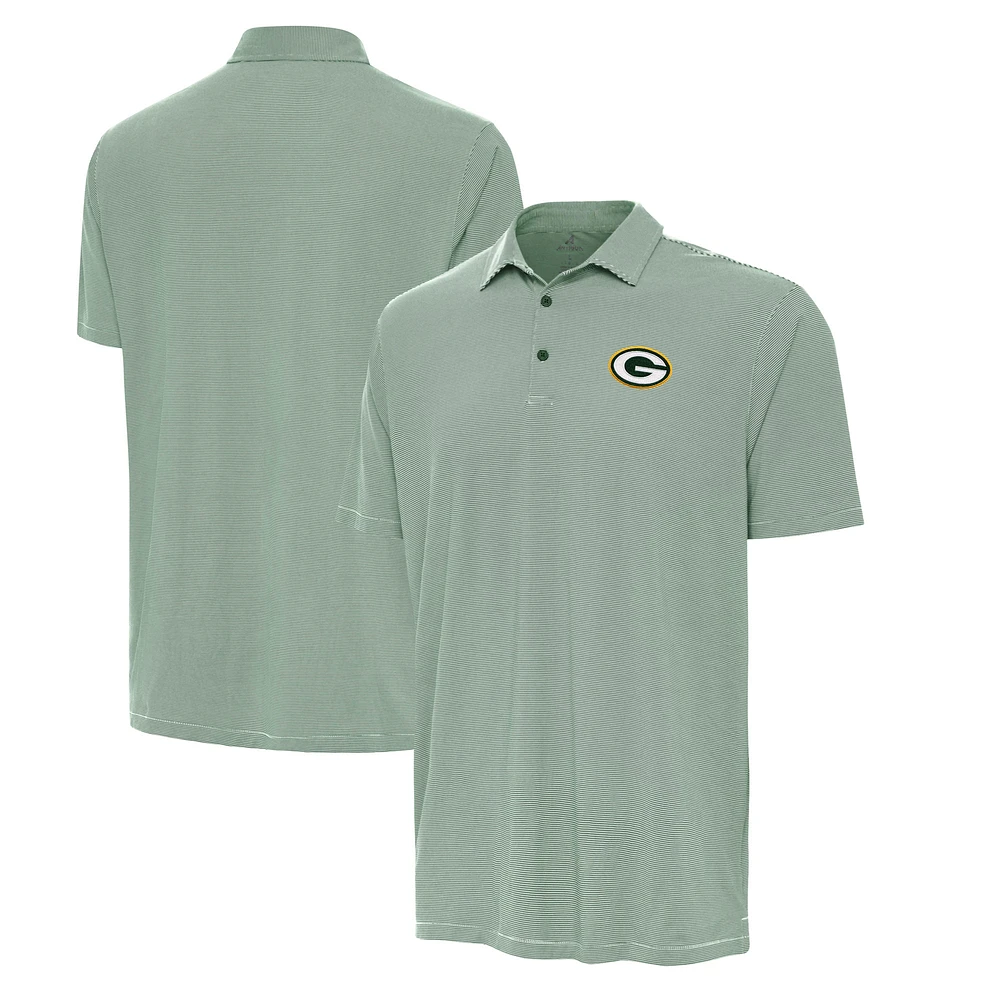 Men's Antigua Hunter Green/White Green Bay Packers Twine Performance Polo