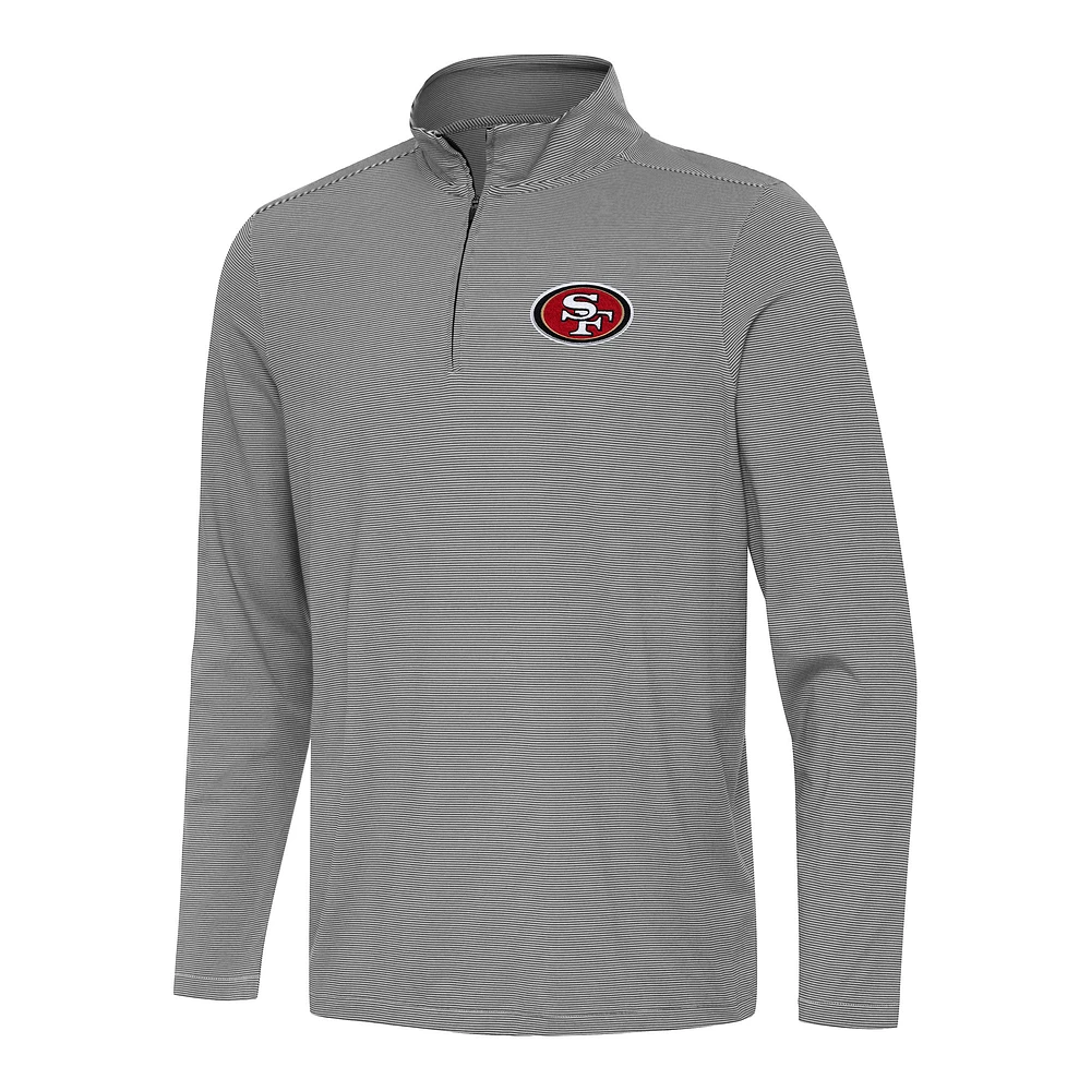 Men's Antigua Black/White San Francisco 49ers Twine Quarter-Zip Jacket