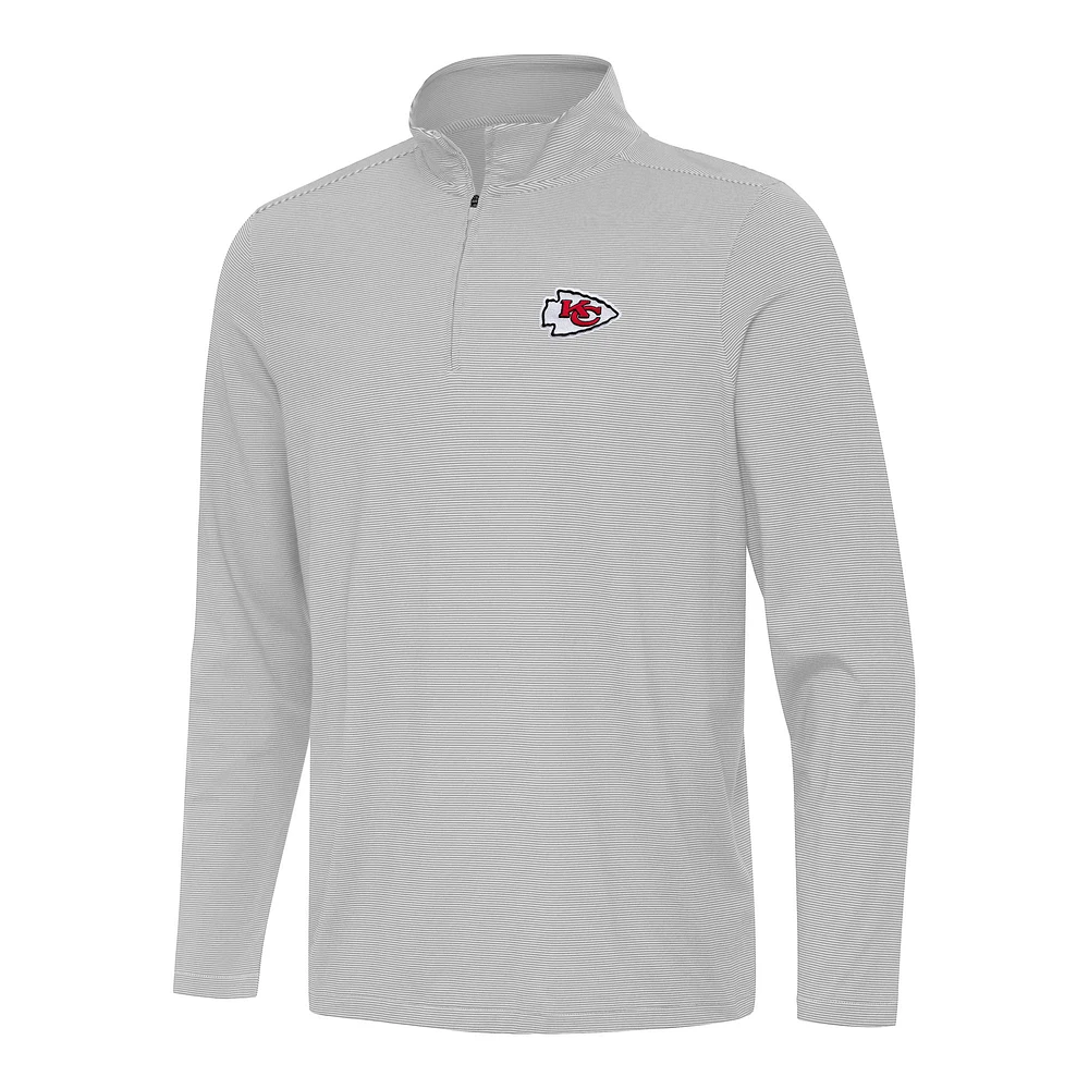 Men's Antigua Gray/White Kansas City Chiefs Twine Quarter-Zip Jacket