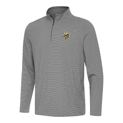 Men's Antigua Black/White Minnesota Vikings Twine Quarter-Zip Jacket