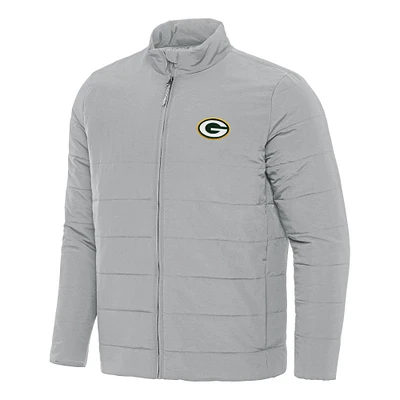 Men's Antigua Gray Green Bay Packers Swelter Full-Zip Jacket
