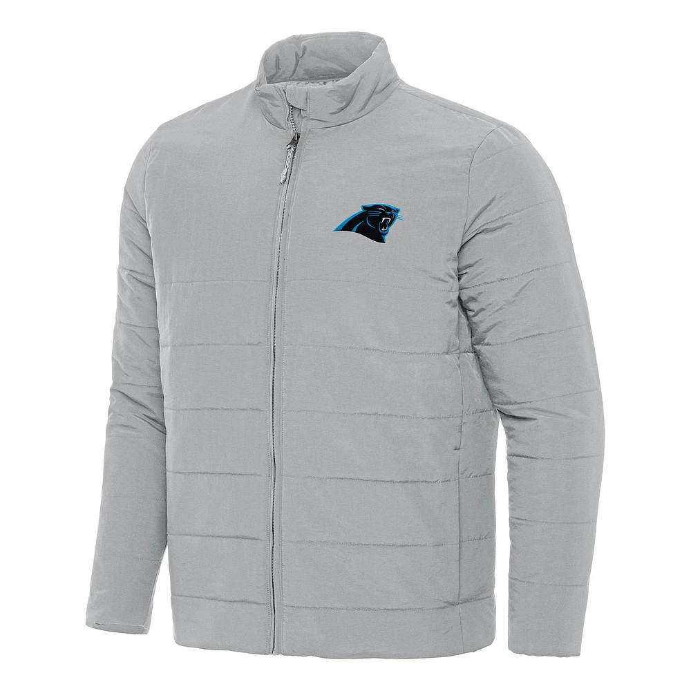 Men's Antigua Gray Carolina Panthers Swelter Full-Zip Jacket