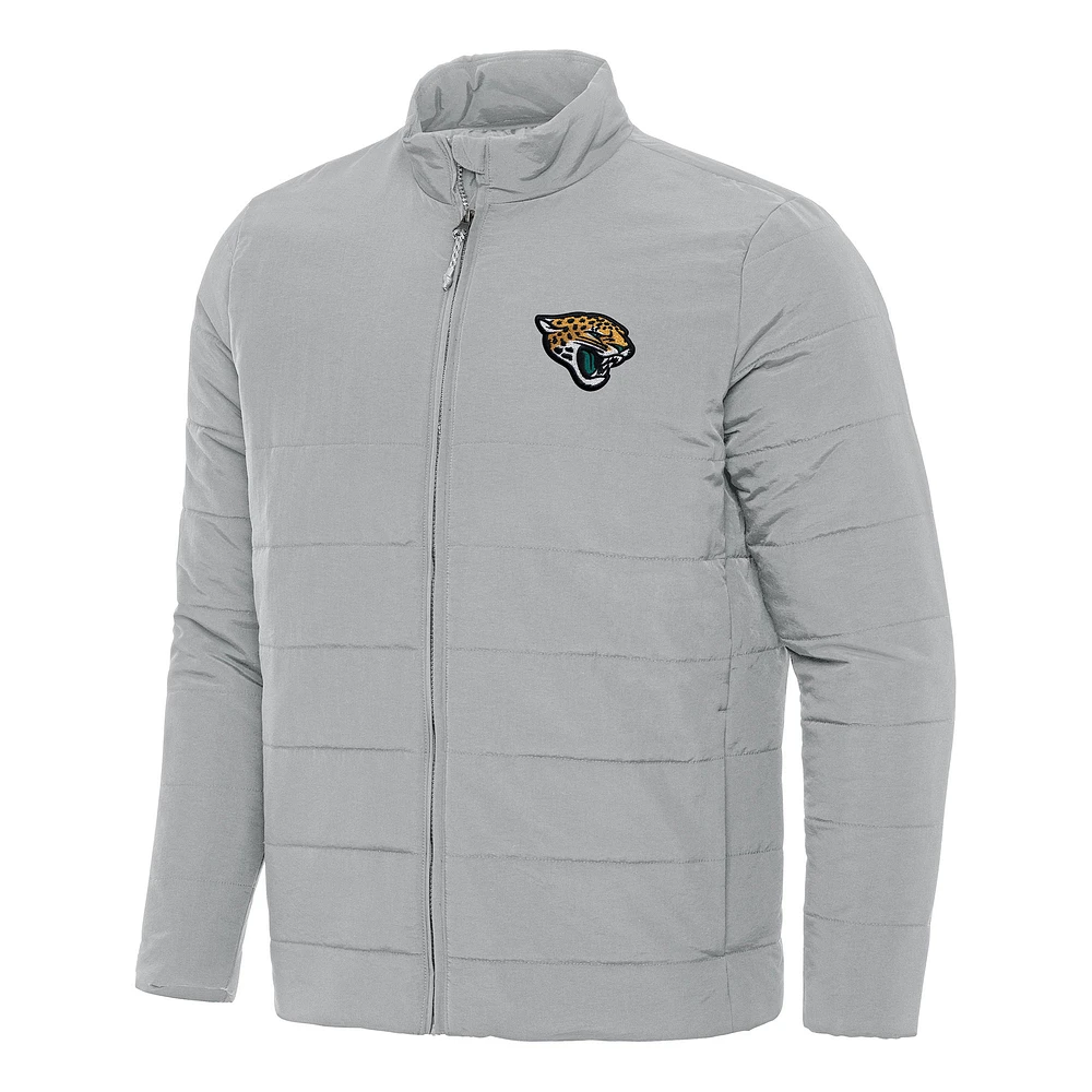 Men's Antigua Gray Jacksonville Jaguars Swelter Full-Zip Jacket