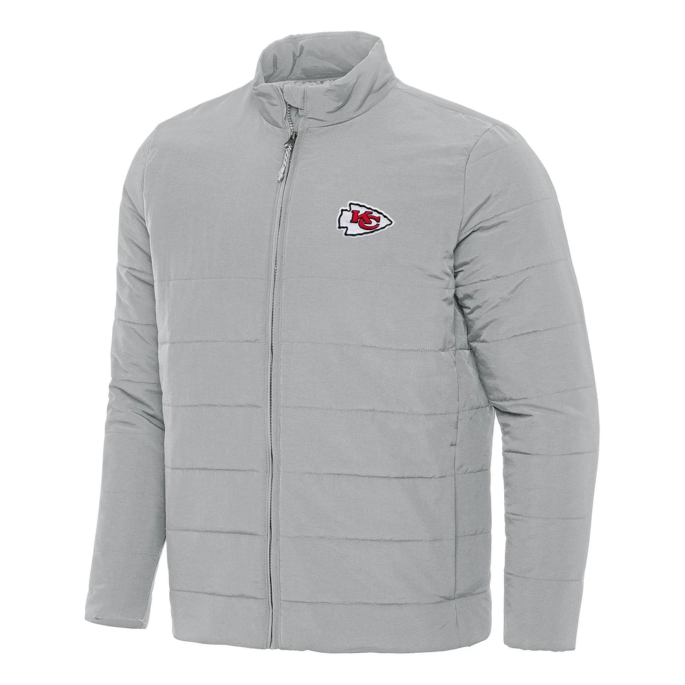 Men's Antigua Gray Kansas City Chiefs Swelter Full-Zip Jacket
