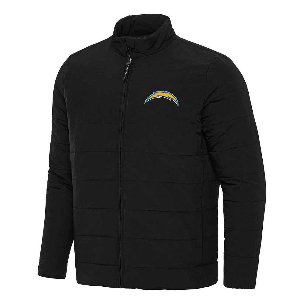 Men's Antigua Black Los Angeles Chargers Swelter Full-Zip Jacket