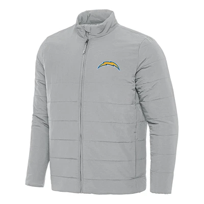 Men's Antigua Gray Los Angeles Chargers Swelter Full-Zip Jacket