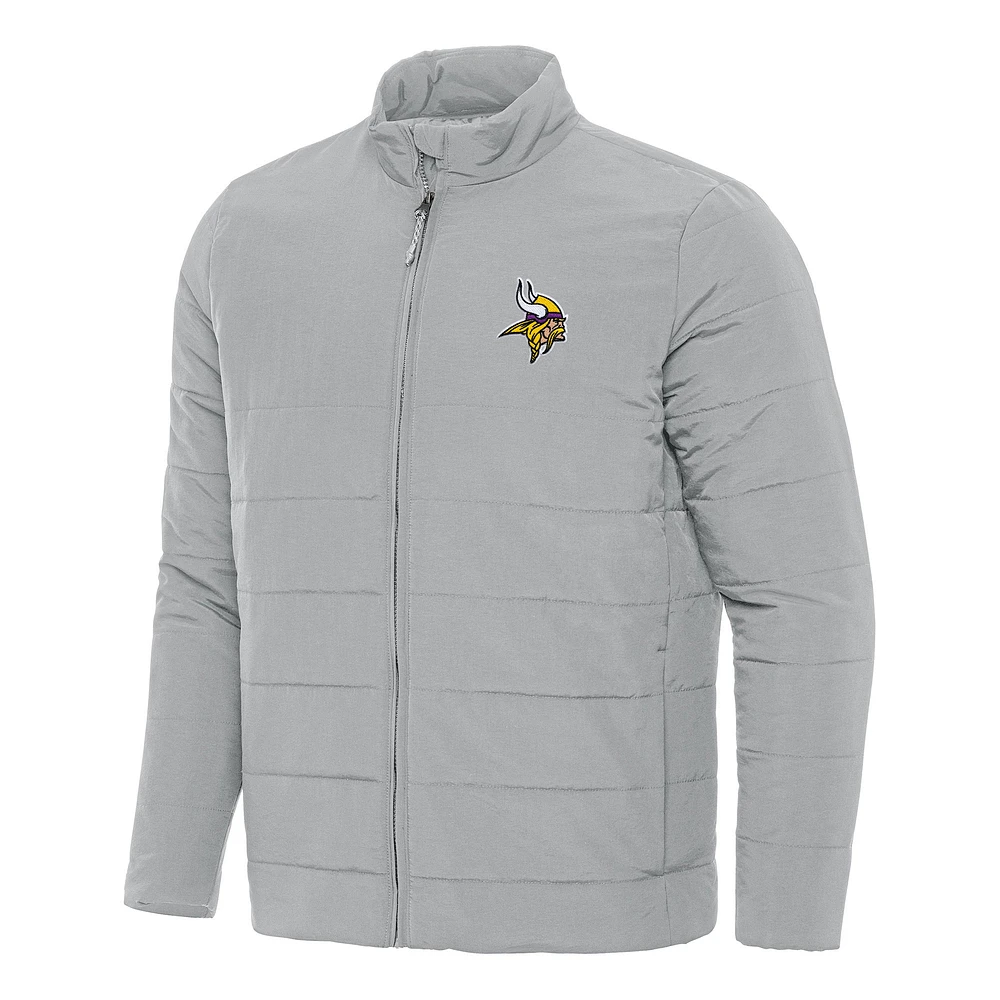 Men's Antigua Gray Minnesota Vikings Swelter Full-Zip Jacket