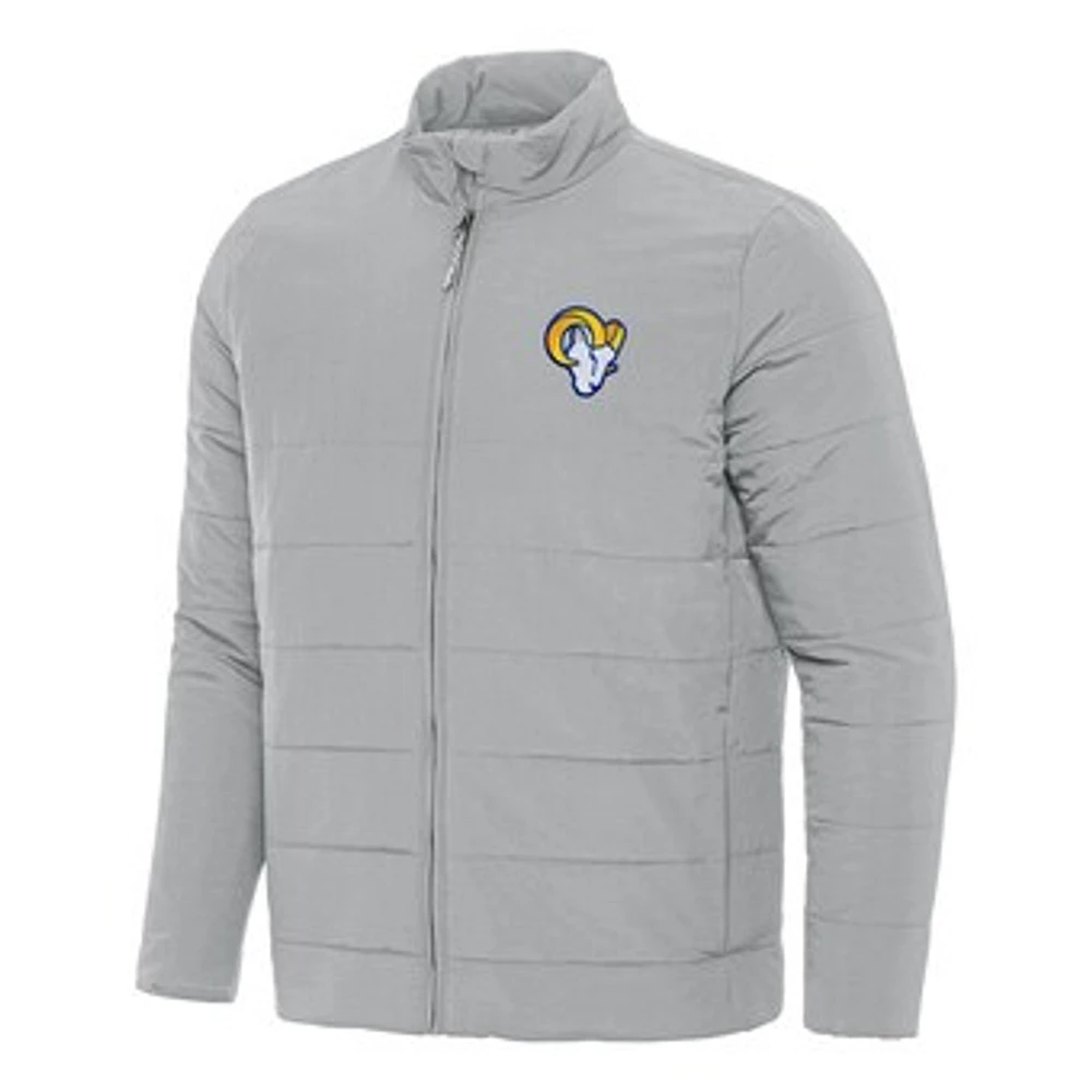 Men's Antigua Gray Los Angeles Rams Swelter Full-Zip Jacket