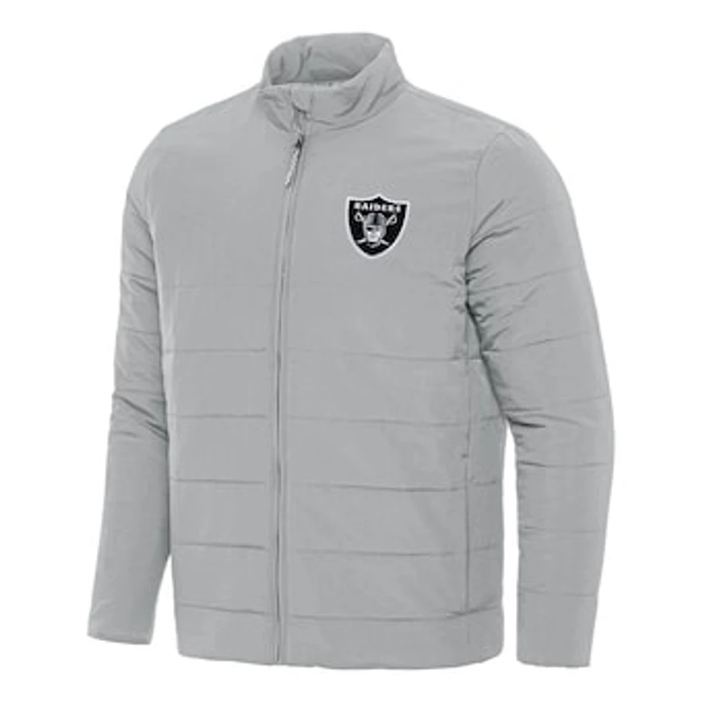 Men's Antigua Gray Las Vegas Raiders Swelter Full-Zip Jacket