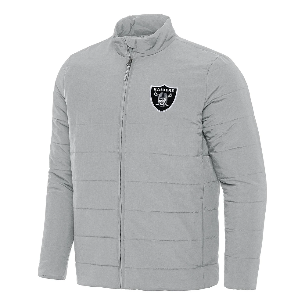 Men's Antigua Gray Las Vegas Raiders Swelter Full-Zip Jacket