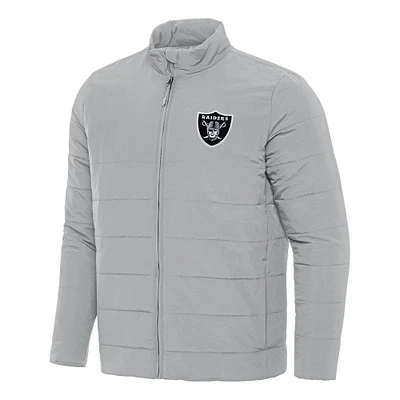 Men's Antigua Gray Las Vegas Raiders Swelter Full-Zip Jacket
