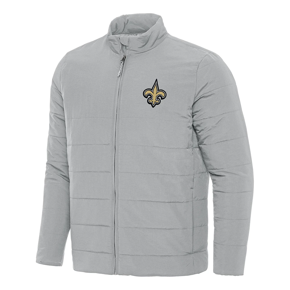 Men's Antigua Gray New Orleans Saints Swelter Full-Zip Jacket