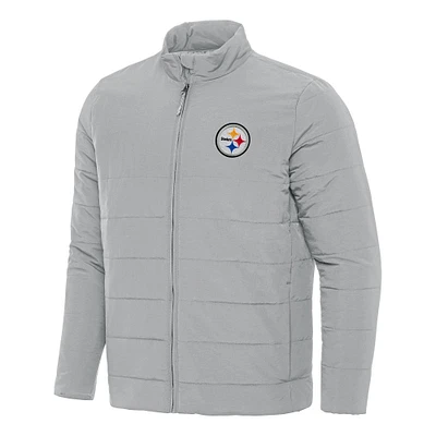 Men's Antigua Gray Pittsburgh Steelers Swelter Full-Zip Jacket