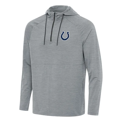 Men's Antigua Heather Gray Indianapolis Colts Spikes Quarter-Zip Pullover Hoodie