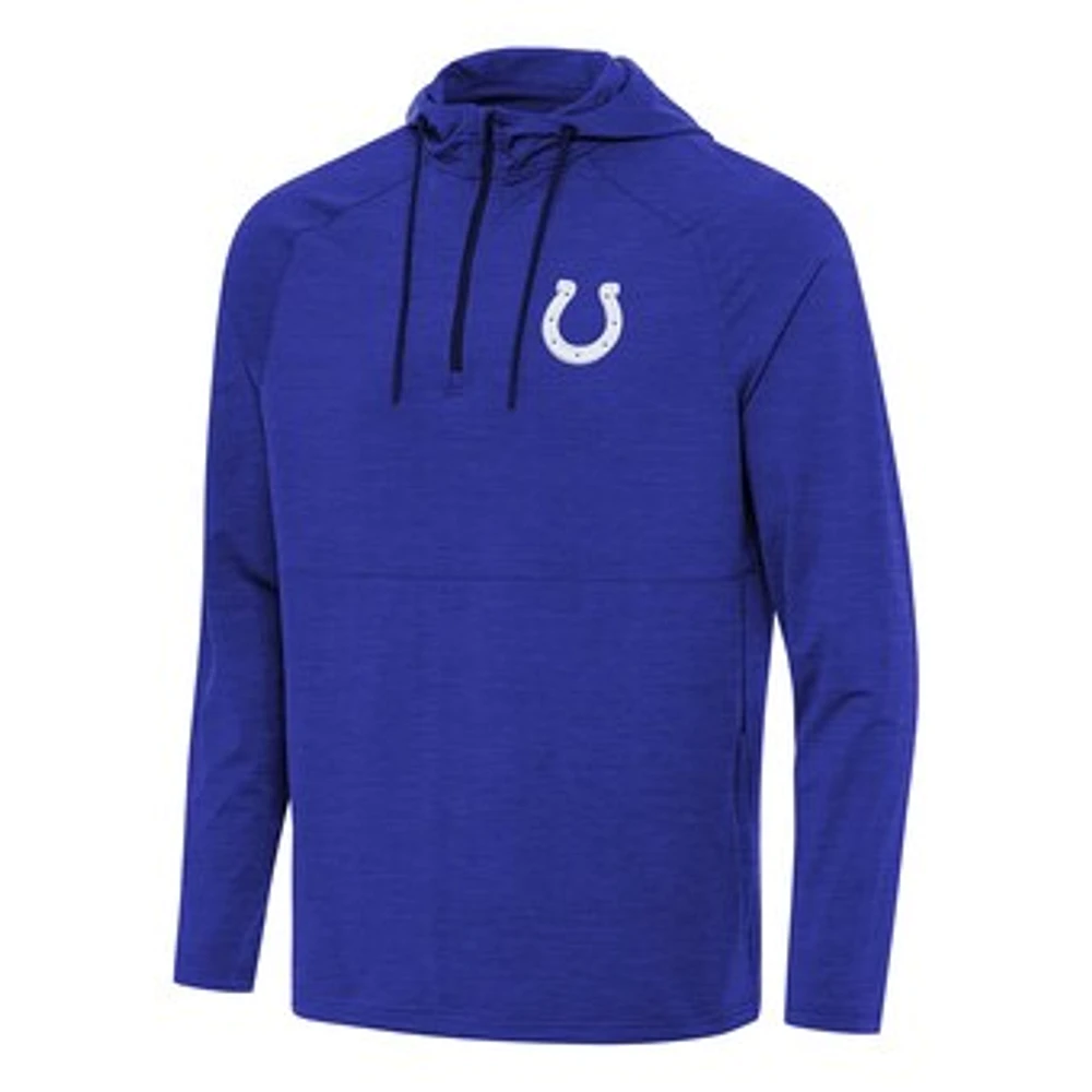 Men's Antigua Heather Royal Indianapolis Colts Spikes Quarter-Zip Pullover Hoodie