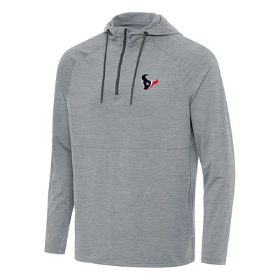 Men's Antigua Heather Gray Houston Texans Spikes Quarter-Zip Pullover Hoodie