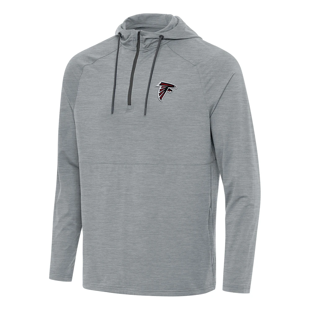 Men's Antigua Heather Gray Atlanta Falcons Spikes Quarter-Zip Pullover Hoodie