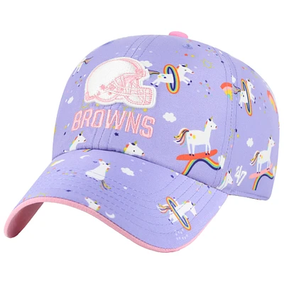 Girls Preschool '47 Lavender Cleveland Browns Unicorn Clean Up Adjustable Hat