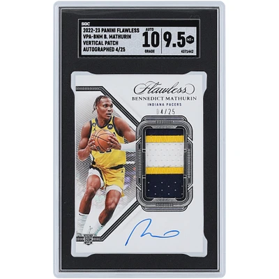 Bennedict Mathurin Indiana Pacers Autographed 2022-23 Panini Flawless Vertical Tri-Color Patch Relic #VPA-BNM #4/25 SGC Authenticated 9.5/10 Rookie Card