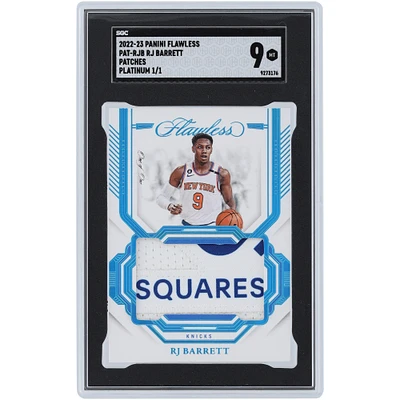 RJ Barrett New York Knicks 2022-23 Panini Flawless Platinum Logo Relic #PAT-RJB #1/1 SGC Authenticated 9 Card