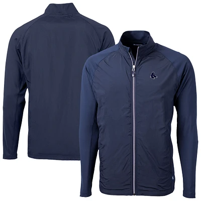 Men's Cutter & Buck Navy Boston Red Sox Adapt Eco Knit Hybrid Recycled Full-Zip Jacket