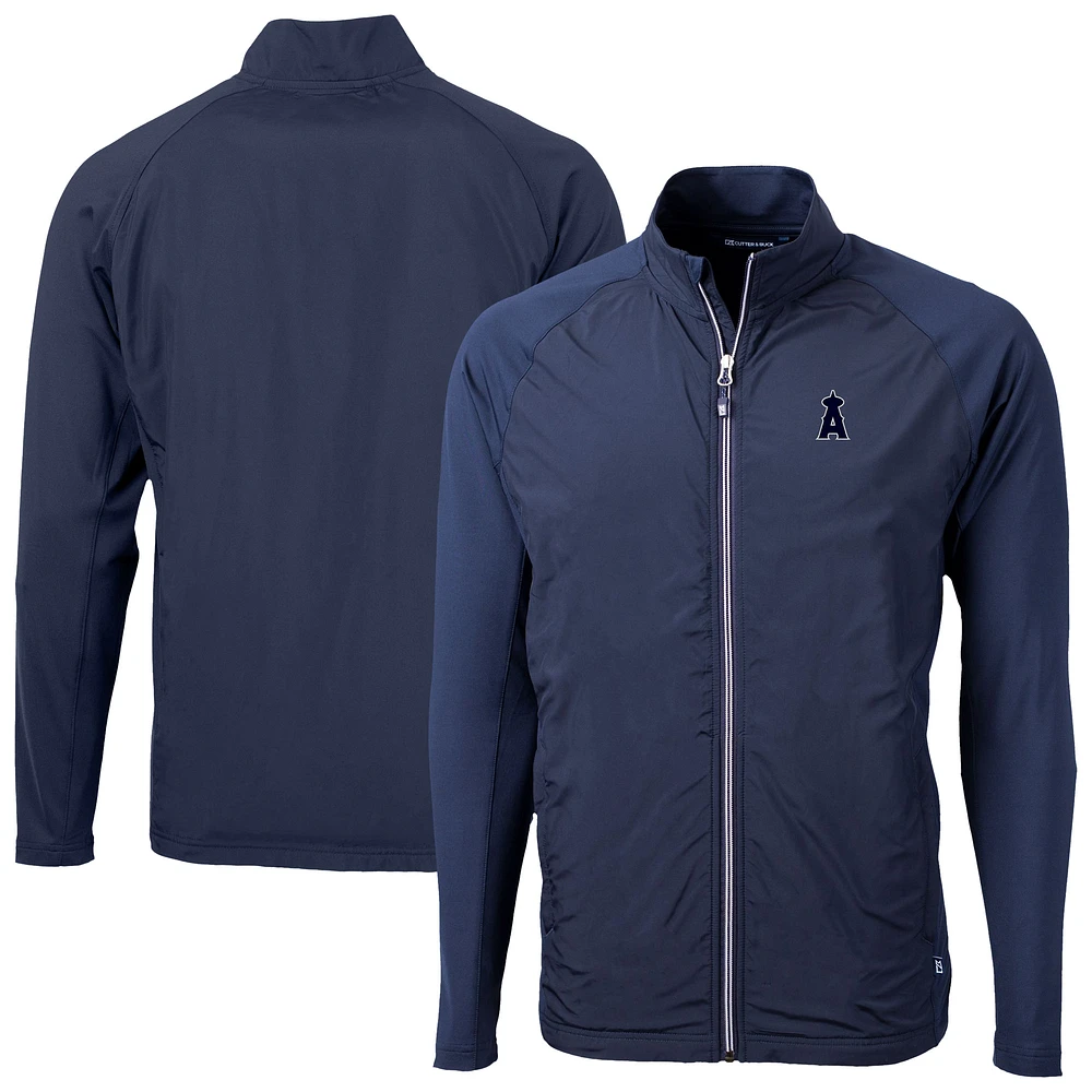 Men's Cutter & Buck Navy Los Angeles Angels Adapt Eco Knit Hybrid Recycled Full-Zip Jacket