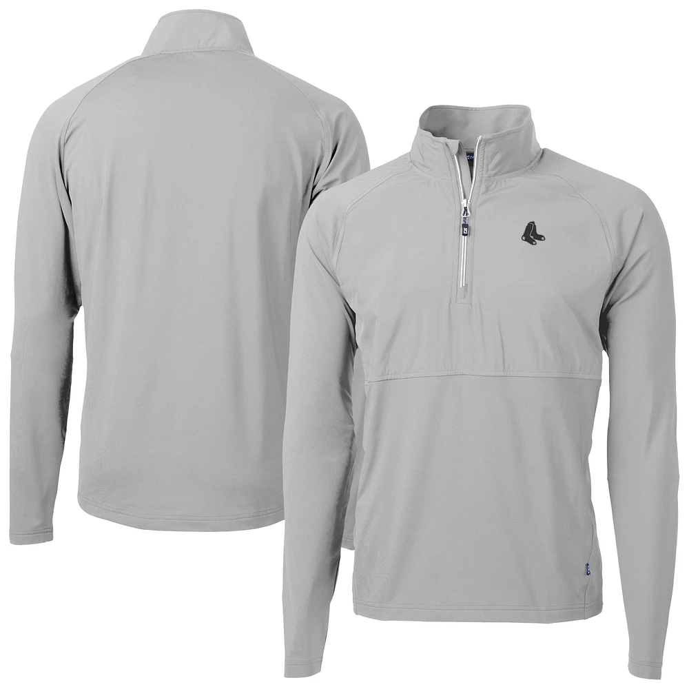 Men's Cutter & Buck Boston Red Sox Adapt Eco Hybrid Raglan DryTec Quarter-Zip Jacket